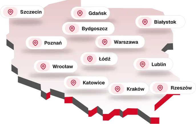Mapa z miastami